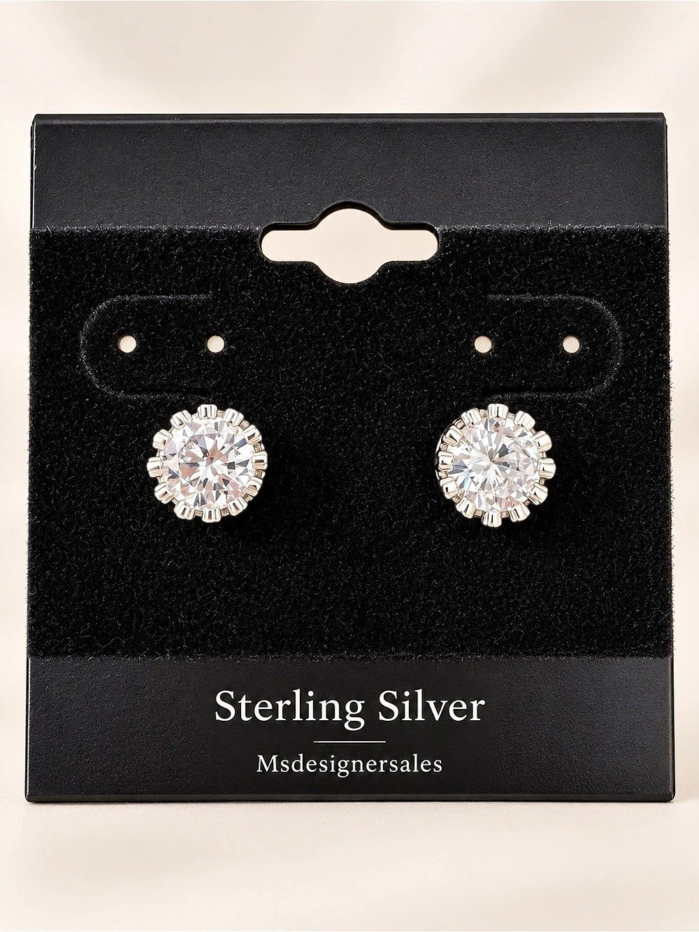 Msdesignersales Sterling Silver Crystal Stud Earrings